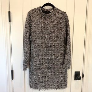 H&M LUXE TWEED DRESS, BLACK MULTI, SIZE 6